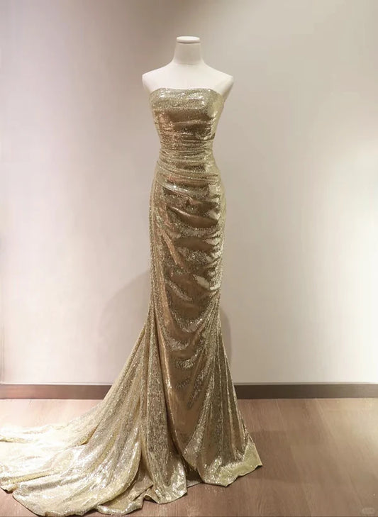 Chic Sequins Mermaid Scoop Long Formal Dress