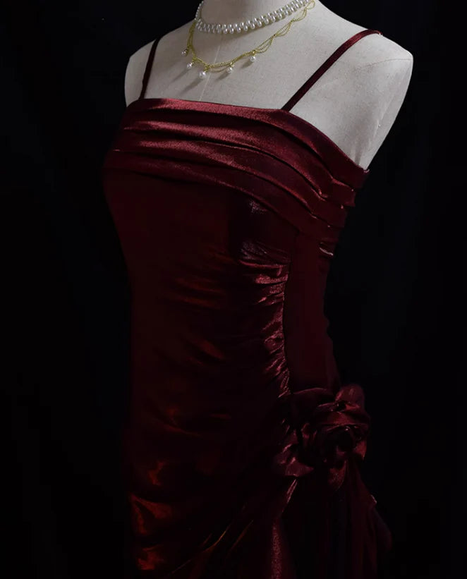 Charming Mermaid High Low Satin Straps Party Prom Dress