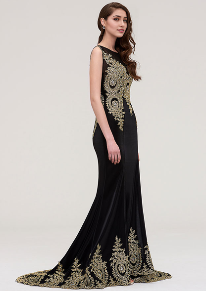 Prom Dress Sleeveless Court Train With Crystal Beading