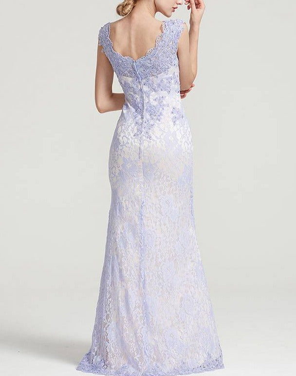 Sheath/Column V Neck Sleeveless Long/Floor-Length Lace Dress
