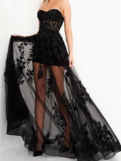 A Line/Princess Strapless Floor-Length Evening Dress