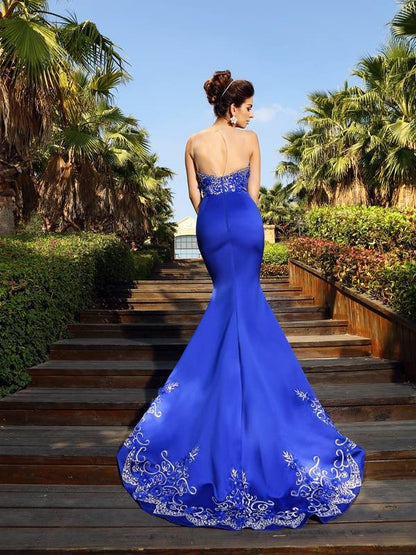 Sweetheart Beading Sleeveless Long Satin Dresses