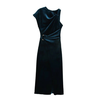 Xuewuba Prom Shop Dresses Asymmetric Sleeveless Velvet Dress Formal Women's Dresses