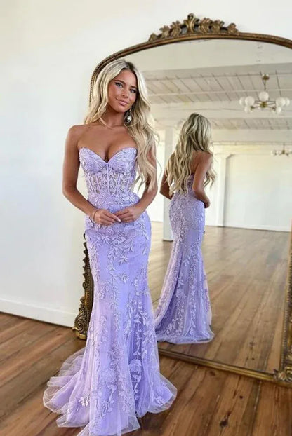 Beautiful Mermaid Strapless Sleeveless Tulle Sweep/Brush Train Prom Dress