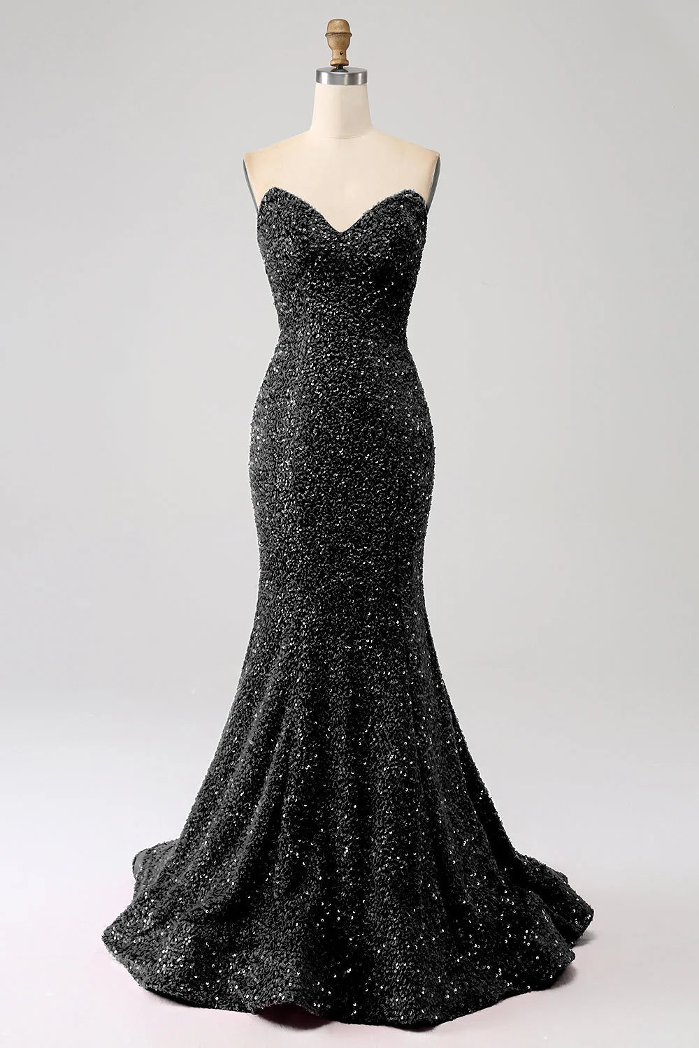 Sequins Mermaid Strapless Long Prom Dress