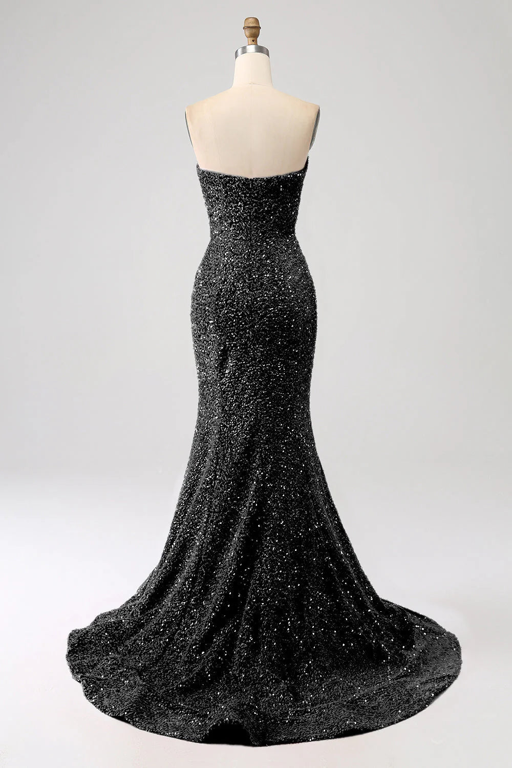 Sequins Mermaid Strapless Long Prom Dress