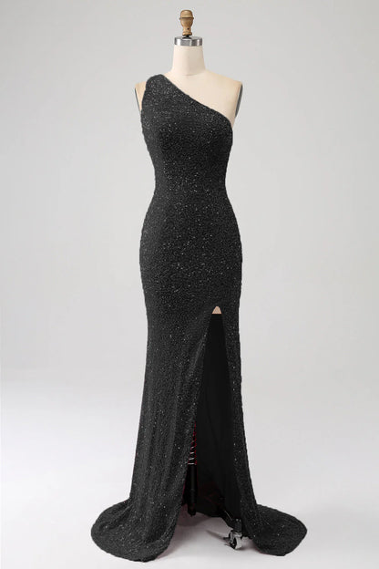Sequins Mermaid One Shoulder Long Prom Dress