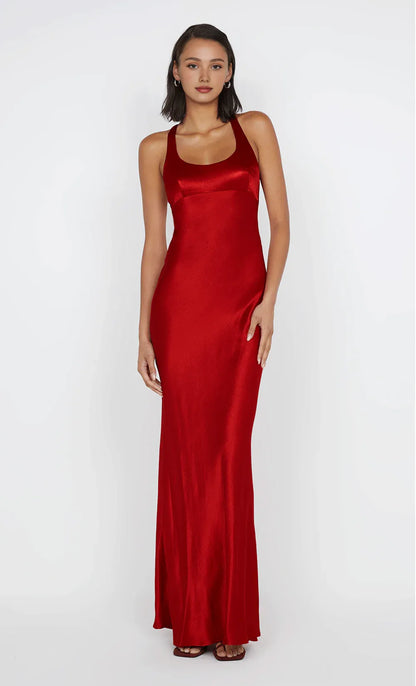 Xuewuba Dress Wide Straps Scoop Sleeveless Evening Dress Sea Spray Prom Dress Sheath Open Back Maxi Dress