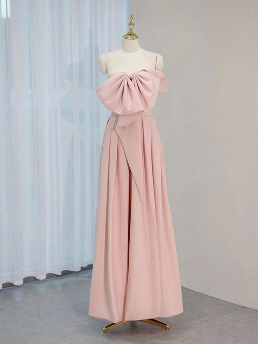 Charming A-Line Strapless Sleeveless Lace Up Long Prom Dress