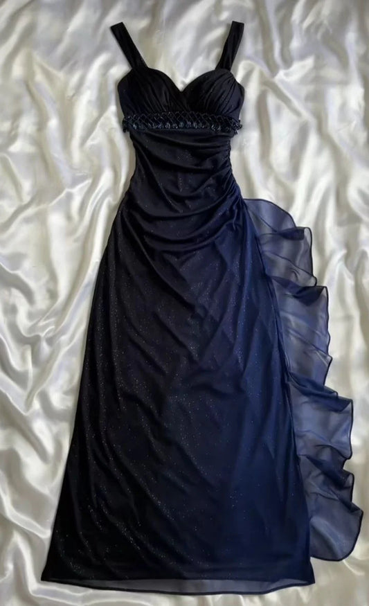 Charming A Line Wide Strap Sleeveless Lace Up Long Prom Dresses