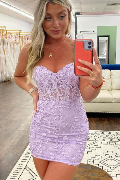 Classic Bodycon Sweetheart Sleeveless Backless Short-Mini Homecoming Dress
