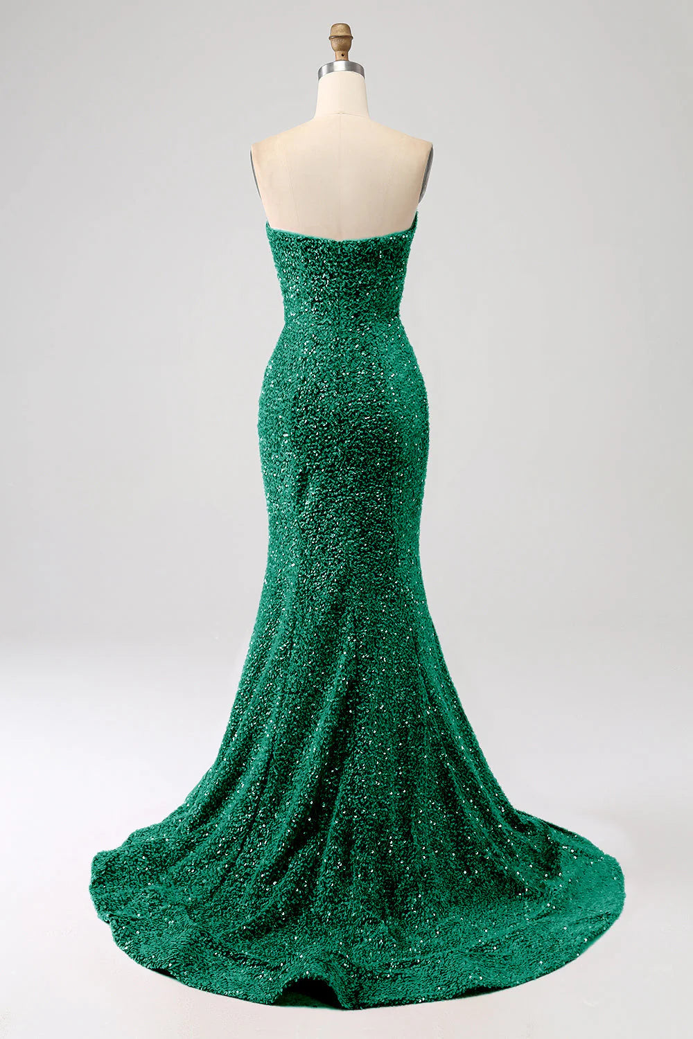 Sequins Mermaid Strapless Long Prom Dress