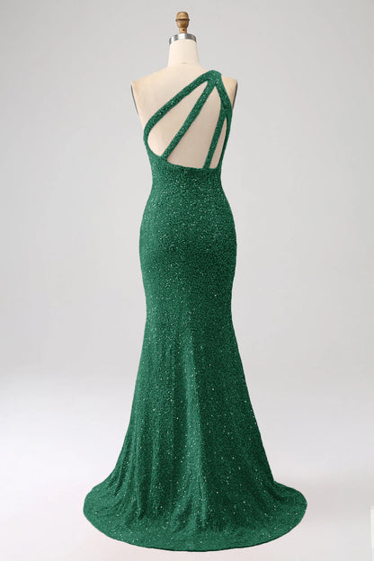 Sequins Mermaid One Shoulder Long Prom Dress