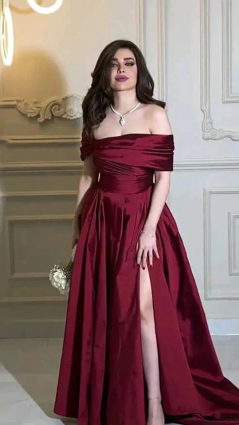 Elegant A-Line Off the Shoulder Sleeveless Zipper Up Sweep/Brush Train Prom Dress
