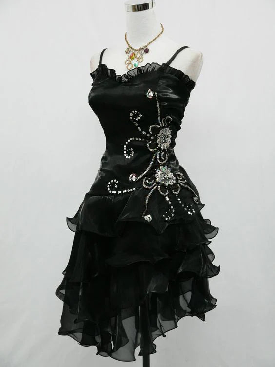 Elegant A-Line/Princess Spaghetti Straps Sleeveless Lace Up Short-Mini Homecoming Dress