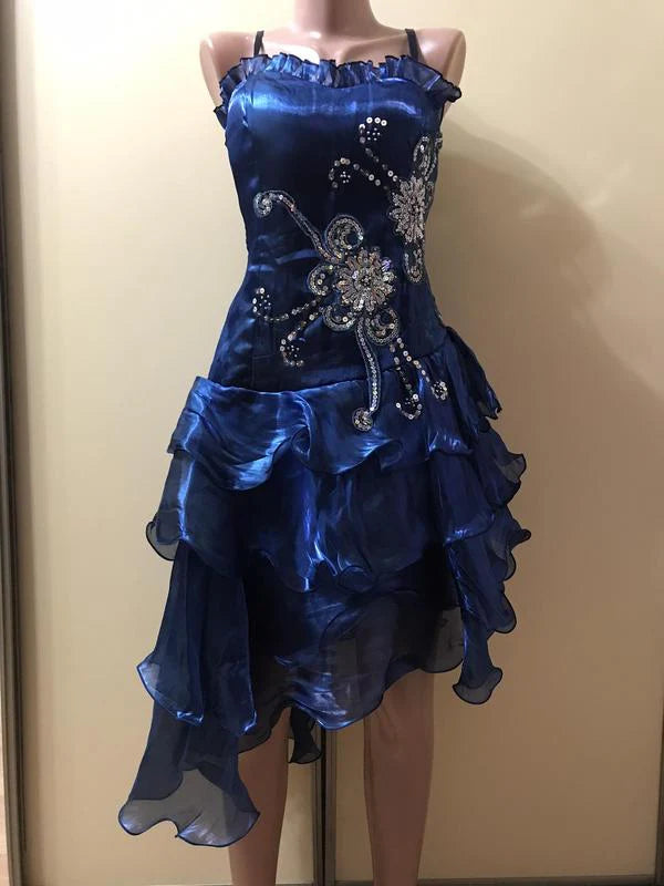 Elegant A-Line/Princess Spaghetti Straps Sleeveless Lace Up Short-Mini Homecoming Dress