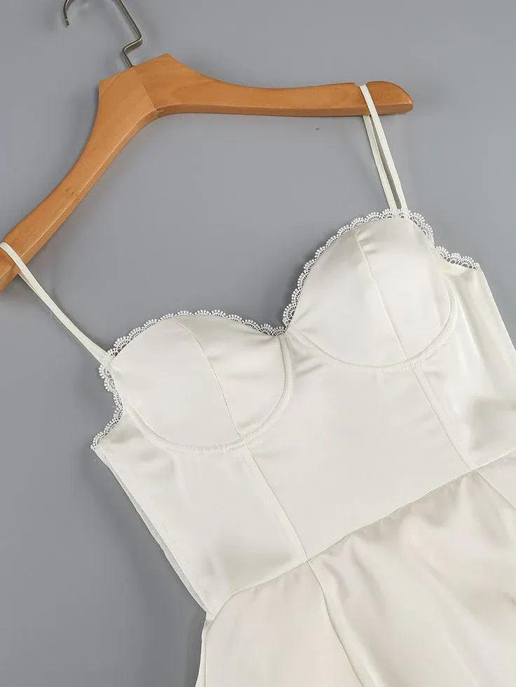 Elegant A-line Spaghetti Straps Sleeveless Satin Ankle-Length Prom Dress