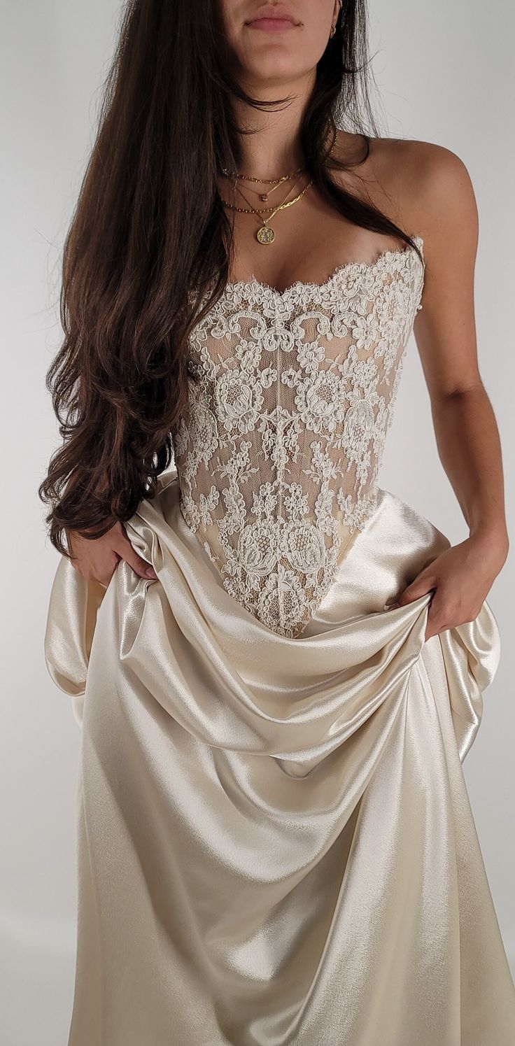 Elegant A Line Strapless Sleeveless Lace Up Chapel Train Wedding Dress