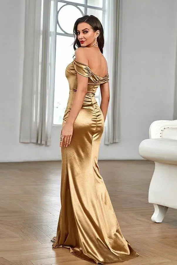 Elegant Mermaid/Trumpet Off-the-Shoulder Sleeveless Backless Floor-Length Prom Dress