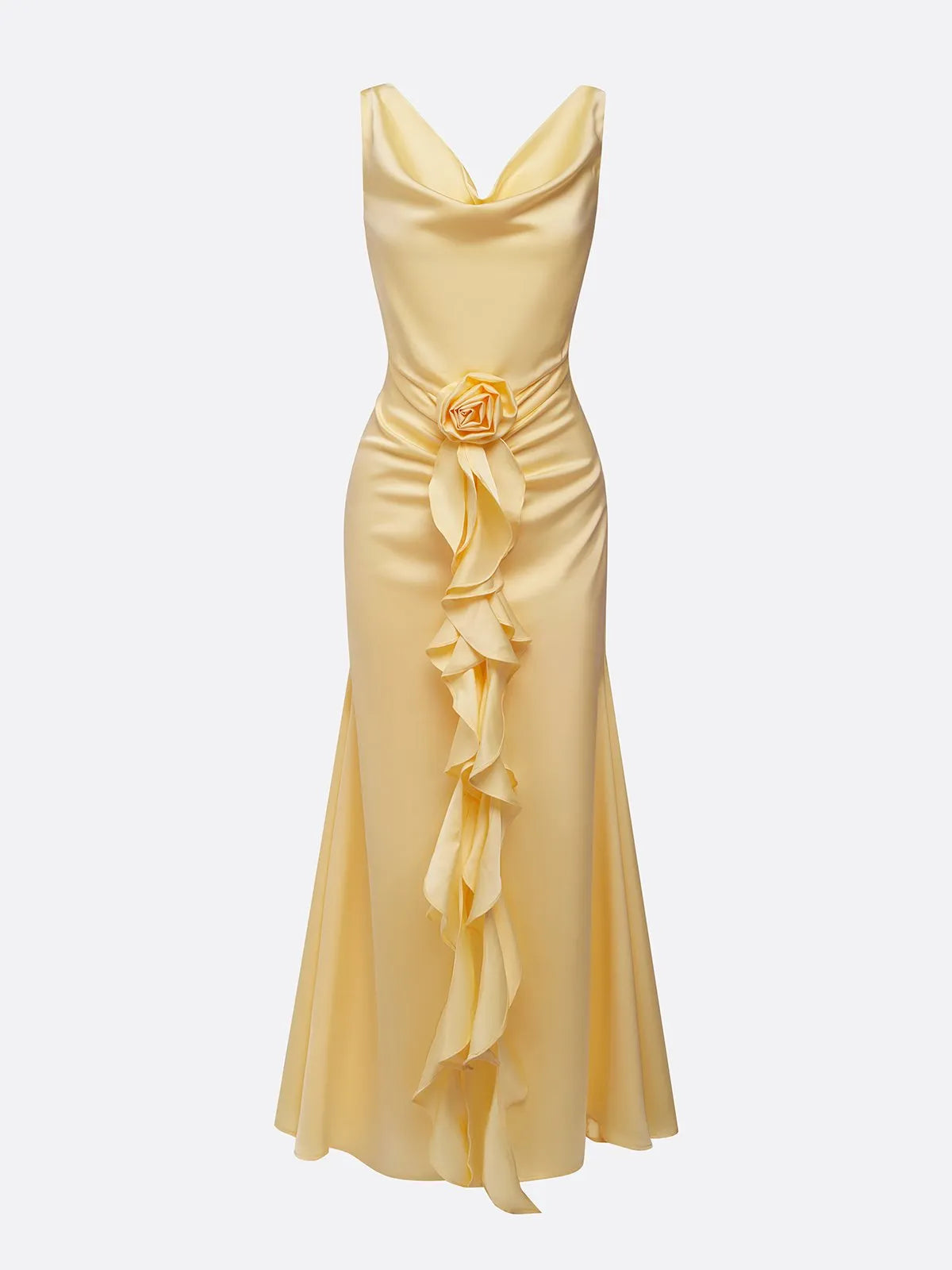 Elegant Sheath Cowl Neck Sleeveless Zipper Up Floor-Length Prom Dress