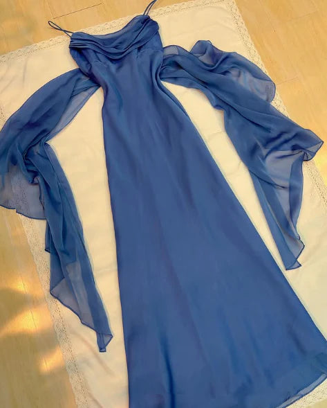 Elegant Sheath Spaghetti Straps Sleeveless Backless Floor Length Prom Dress