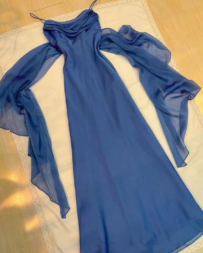 Elegant Sheath Spaghetti Straps Sleeveless Backless Floor Length Prom Dress