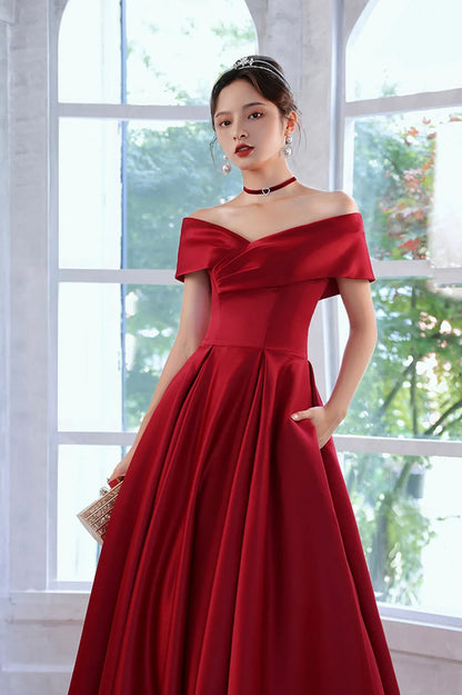 Elegant A-Line V Neck Cap Sleeve Lace Up Floor-Length Prom Dress