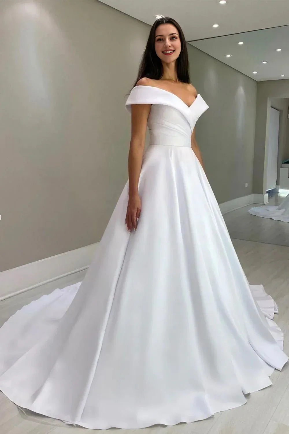 Elegant A Line Off the Shoulder Wedding Party Dress