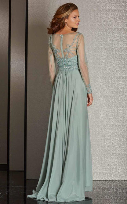 Evening Dresses For Women/ A-line Sheer Long Sleeves Sweetheart Bateau Back Zipper Mother of the Bride Dress Evening Dresses