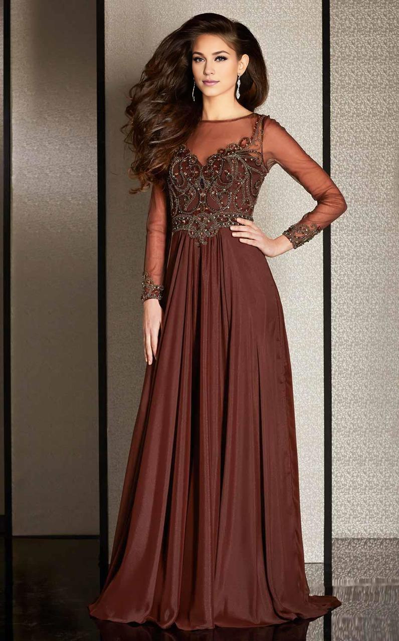 Evening Dresses For Women/ A-line Sheer Long Sleeves Sweetheart Bateau Back Zipper Mother of the Bride Dress Evening Dresses