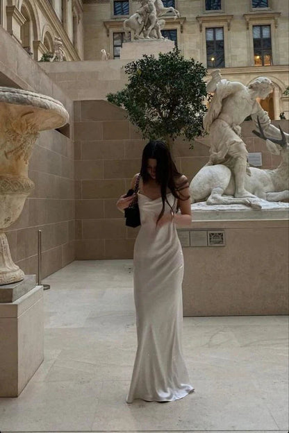 Formal Dresses Sexy Mermaid Spaghetti Straps White Backless Prom Dress/ Prom Dresses Store