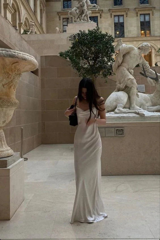Formal Dresses Sexy Mermaid Spaghetti Straps White Backless Prom Dress/ Prom Dresses Store
