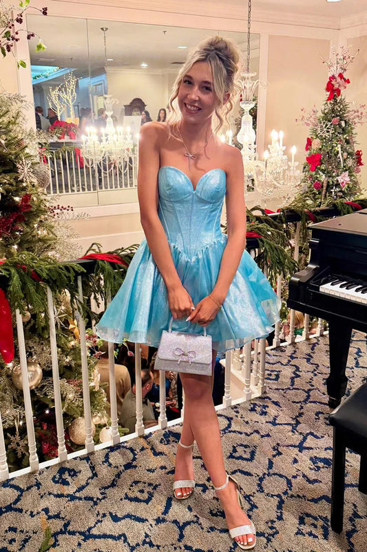 Formal Wear Dresses/Cute A Line Strapless Aqua Homecoming Dress/Evening Dresses For Women