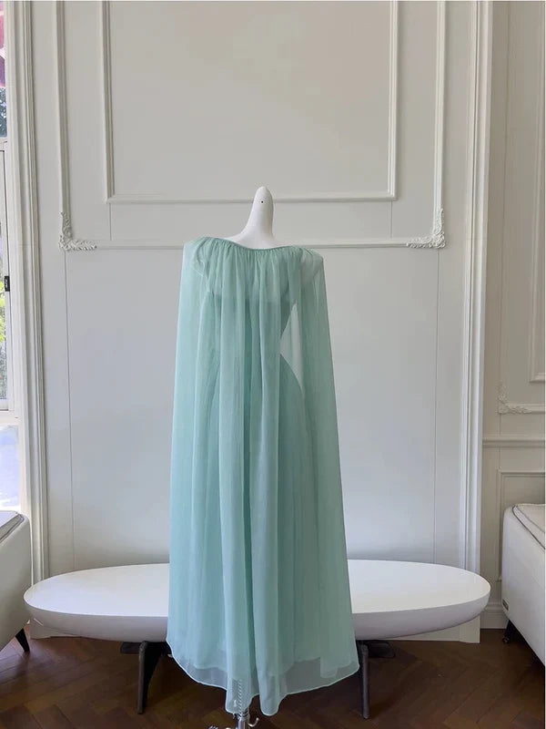 Xuewuba Dress A line Green Chiffon Prom Dress Formal Dresses Formal Women's Dresses