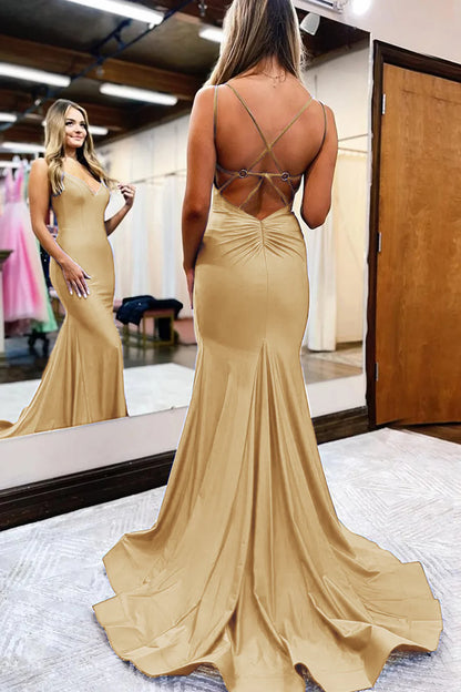 Mermaid Spaghetti Straps Long Prom Dress
