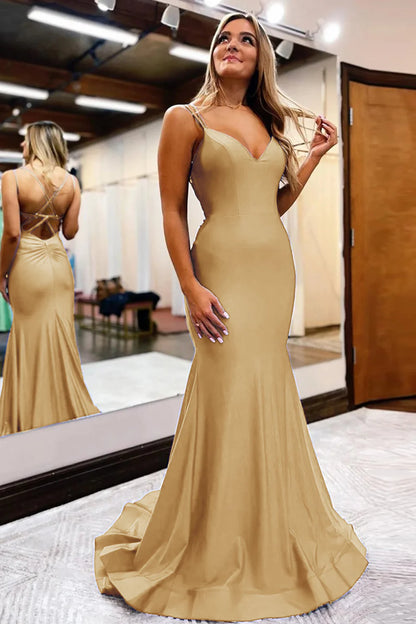 Mermaid Spaghetti Straps Long Prom Dress