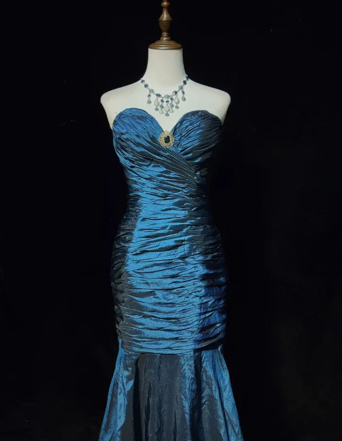 Glamorous Mermaid Sweetheart Ruched Teal Evening Dress For Ladies Hot Sale