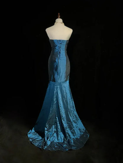 Glamorous Mermaid Sweetheart Ruched Teal Evening Dress For Ladies Hot Sale