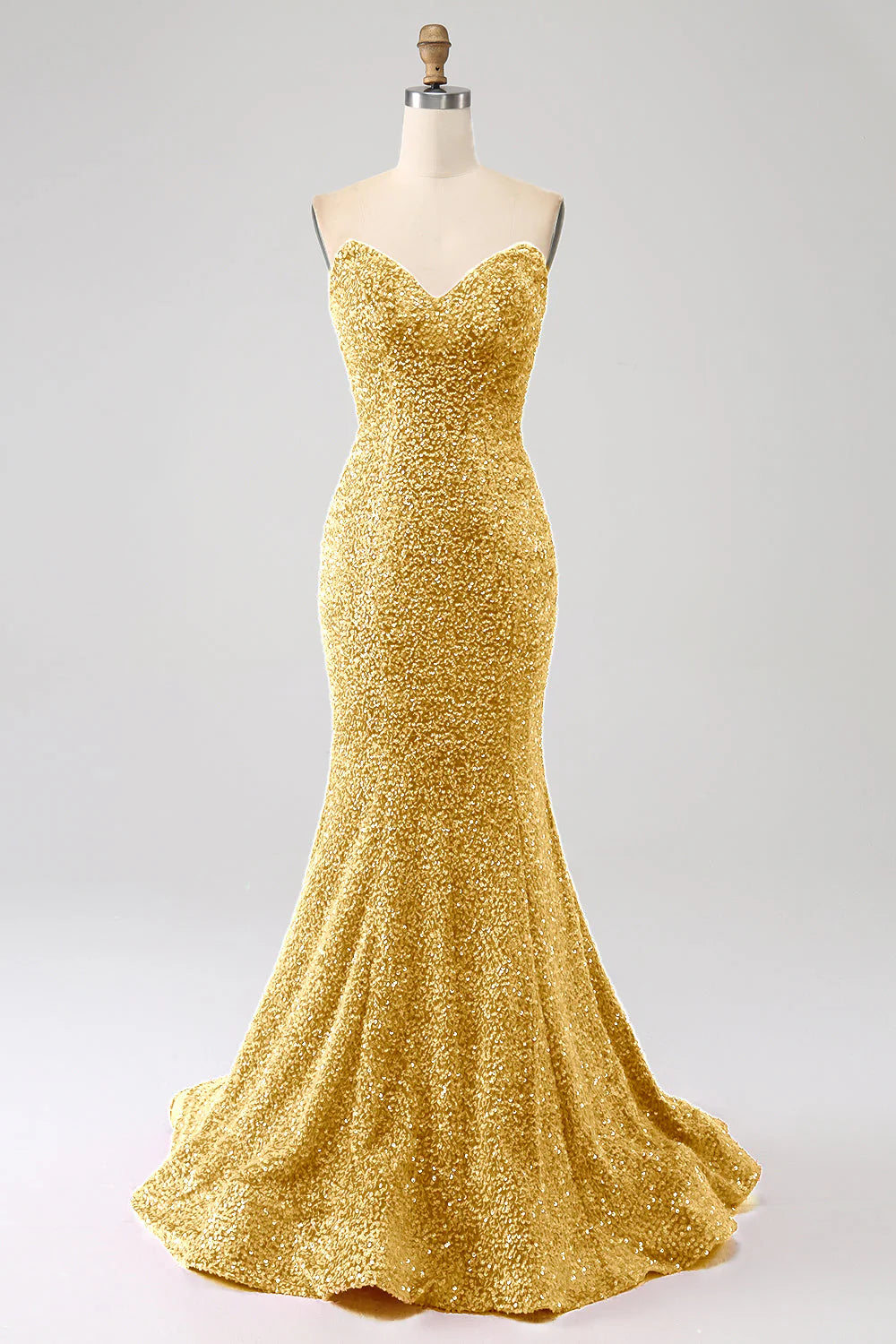 Sequins Mermaid Strapless Long Prom Dress