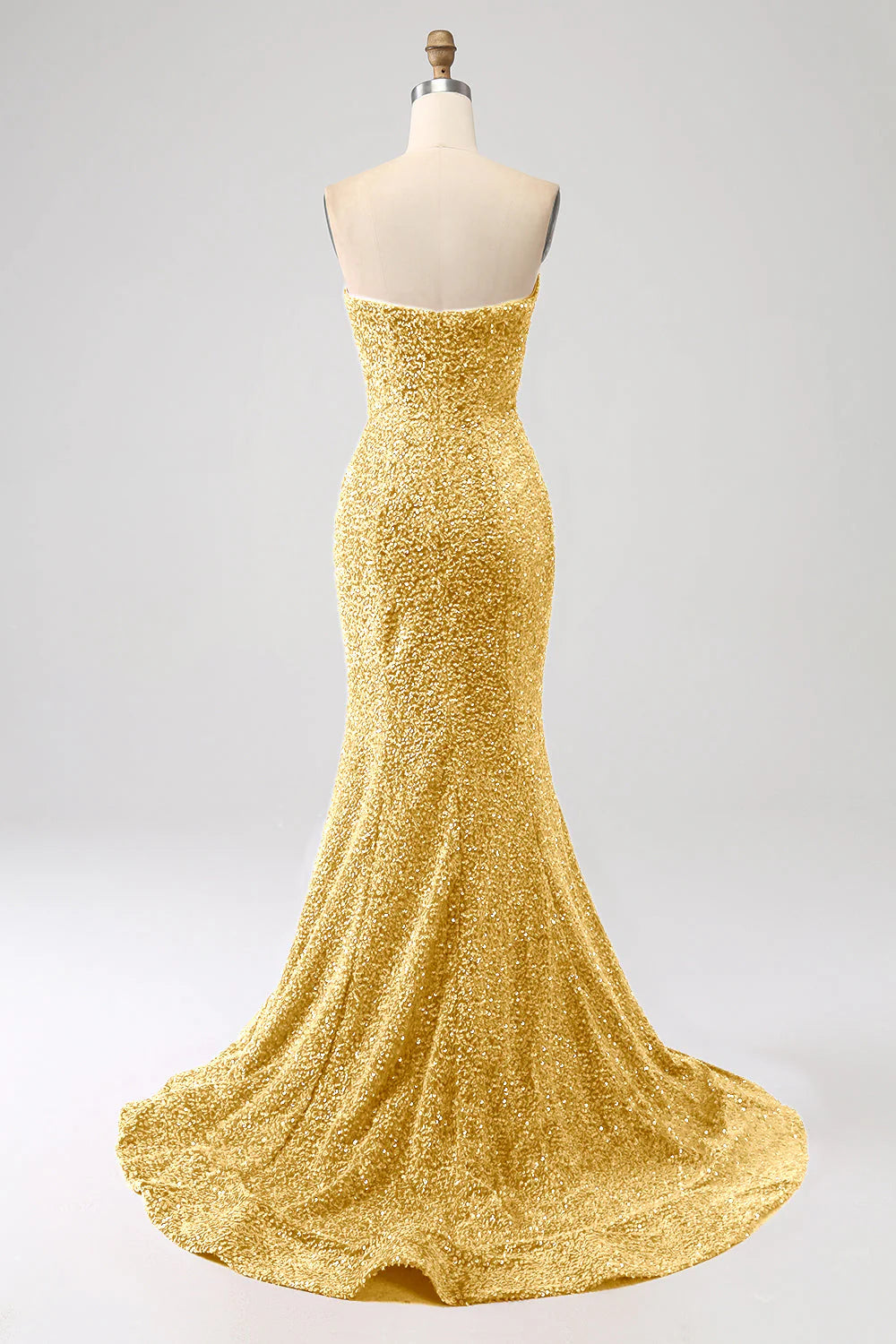 Sequins Mermaid Strapless Long Prom Dress