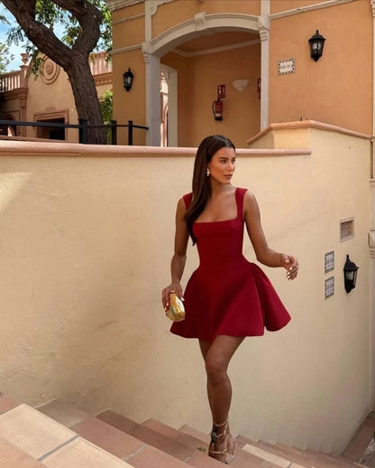 Gorgeous A-Line Square Neck Sleeveless Lace Up Short-Mini Homecoming Dress