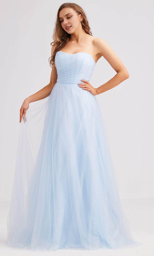 Gowns Evening Dresses/ A-Line Sweetheart Ruching Strapless Tulle Lace Up Back With Sweep Train Prom Dress/ Evening Dresses/ Formal Women's Dresses/ Prom Dress Shops