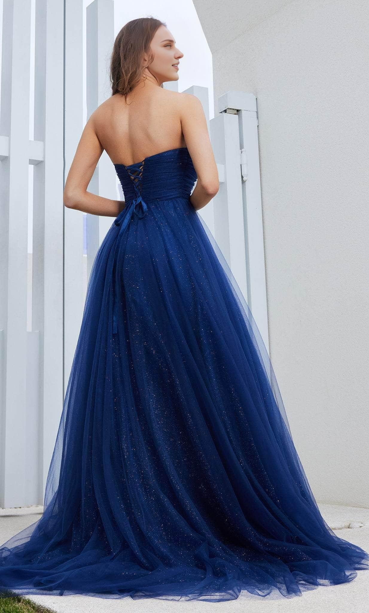 Gowns Evening Dresses/ A-Line Sweetheart Ruching Strapless Tulle Lace Up Back With Sweep Train Prom Dress/ Evening Dresses/ Formal Women's Dresses/ Prom Dress Shops