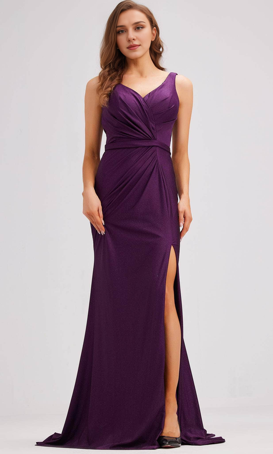 Gowns Evening Dresses/ Glitter Mermaid Sleeveless V-Open Back With High Slit Prom Dress/ Evening Dresses/ Formal Women's Dresses/ Prom Dress Shops
