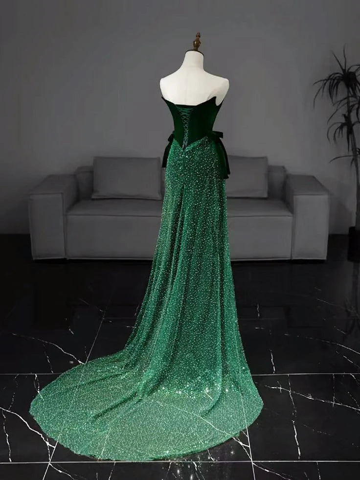 Xuewuba Dress Mermaid Sequin Long Prom Dress Long Green Formal Dress Formal Women's Dresses