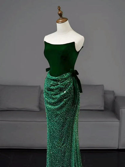 Xuewuba Dress Mermaid Sequin Long Prom Dress Long Green Formal Dress Formal Women's Dresses