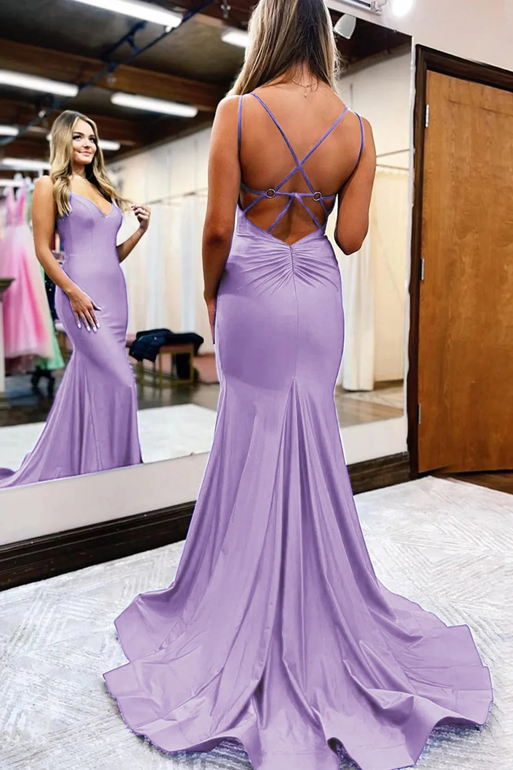 Mermaid Spaghetti Straps Long Prom Dress