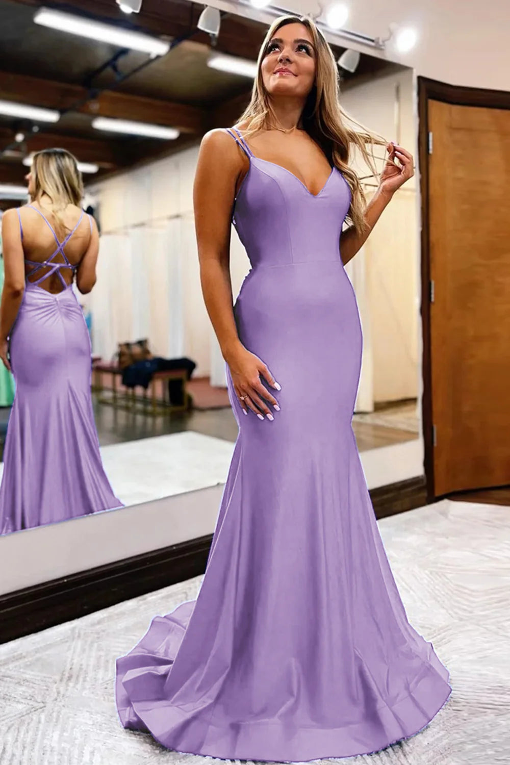 Mermaid Spaghetti Straps Long Prom Dress