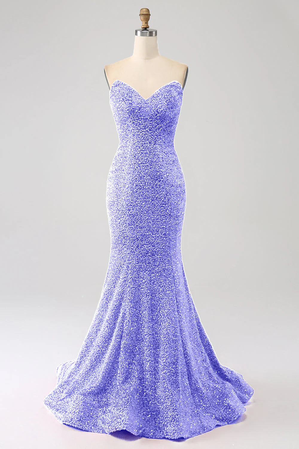 Sequins Mermaid Strapless Long Prom Dress