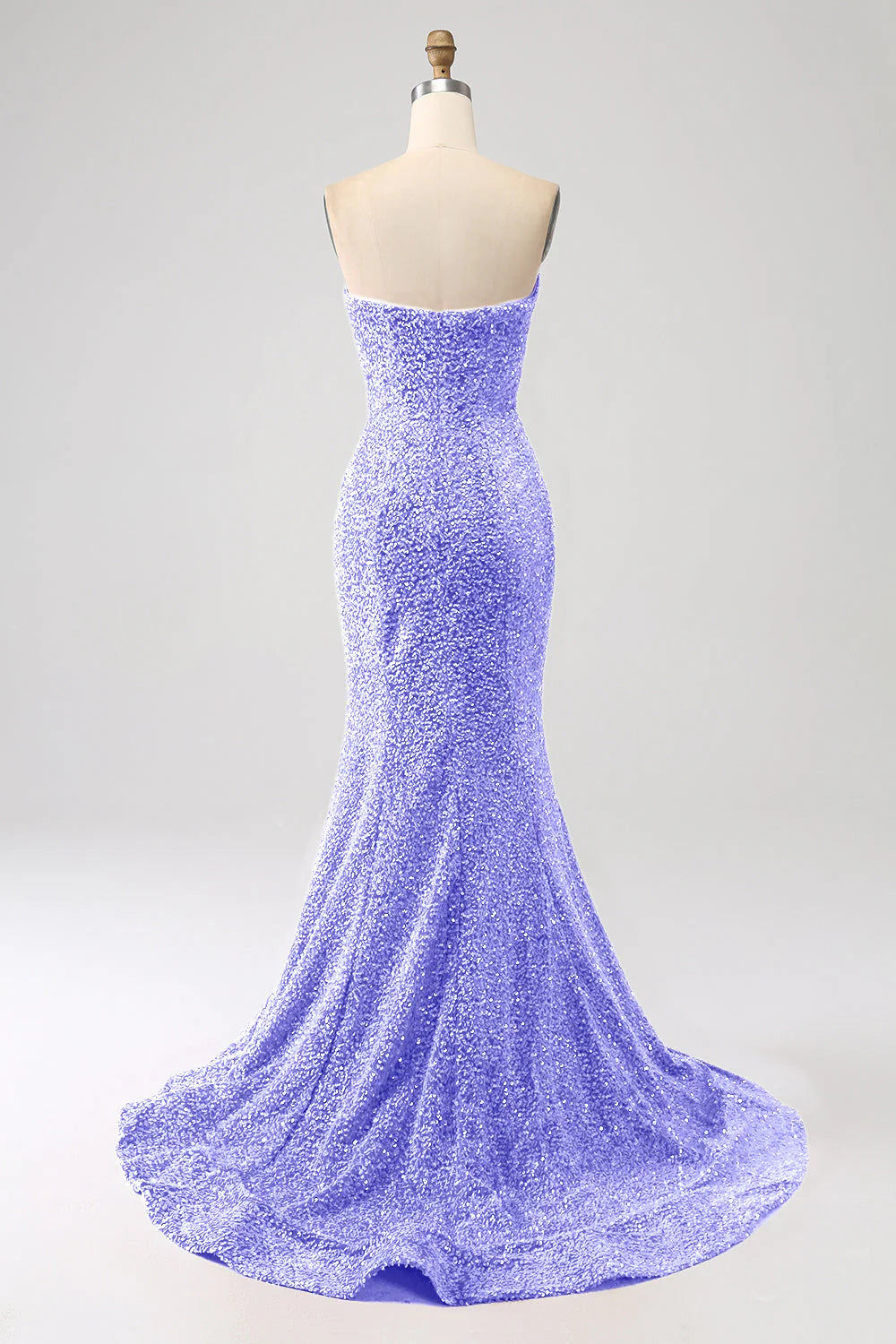 Sequins Mermaid Strapless Long Prom Dress